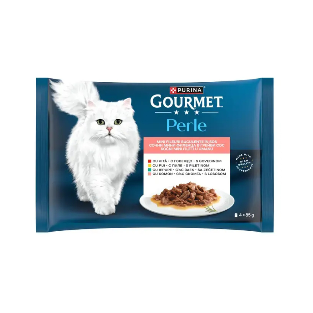 Gourmet Perle Multipack – govedina, piletina, zec, losos 4×85 g