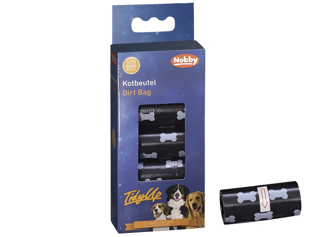 Nobby TidyUp vrećice za izmet uzorak kosti crne 4 role