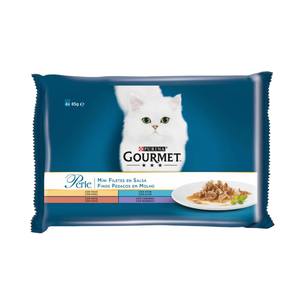 GOURMET Perle Mini fileti s puretinom, patkom, janjetinom i tunom, u umaku 4x85g