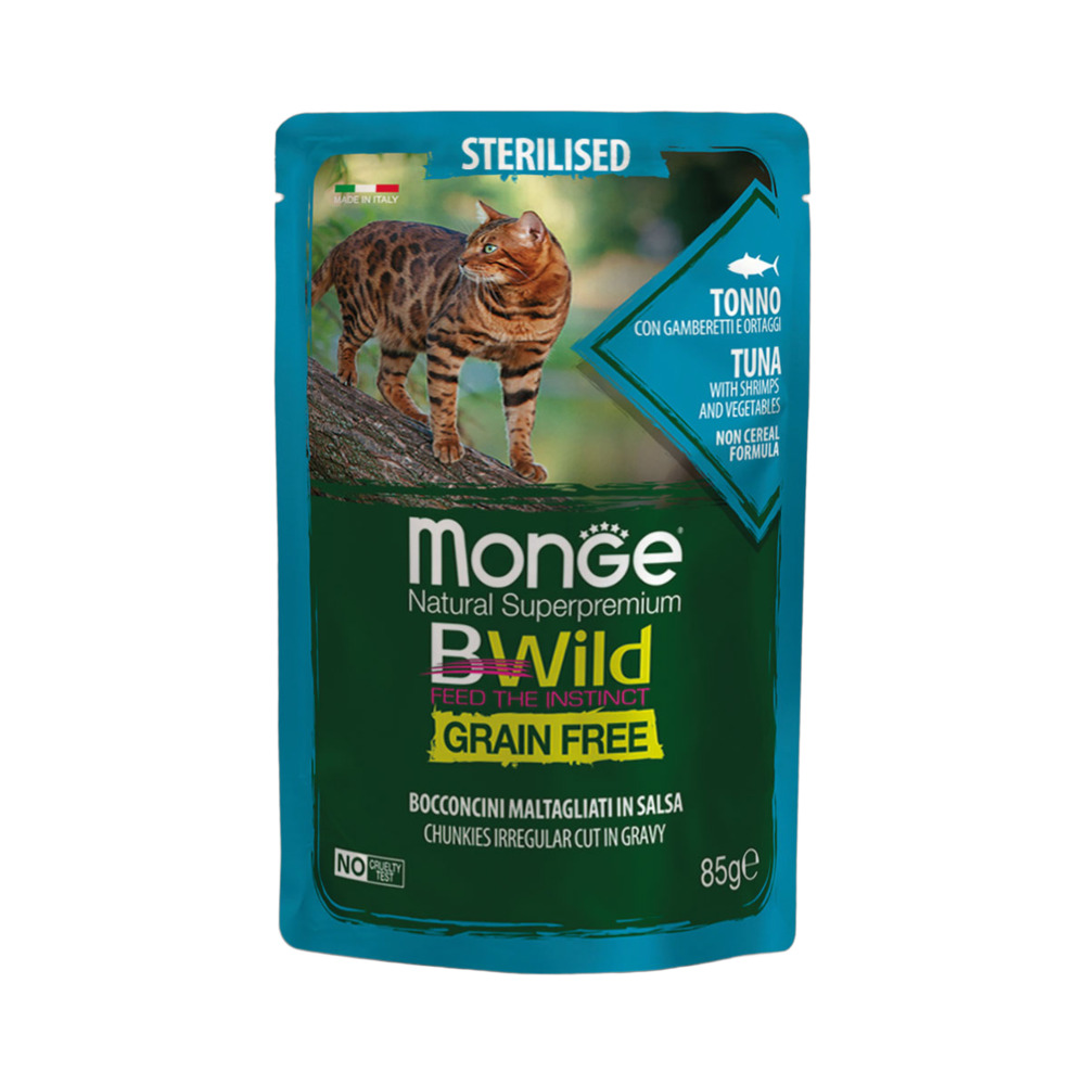 MONGE cat BW Sterilized tuna&škampi 85g