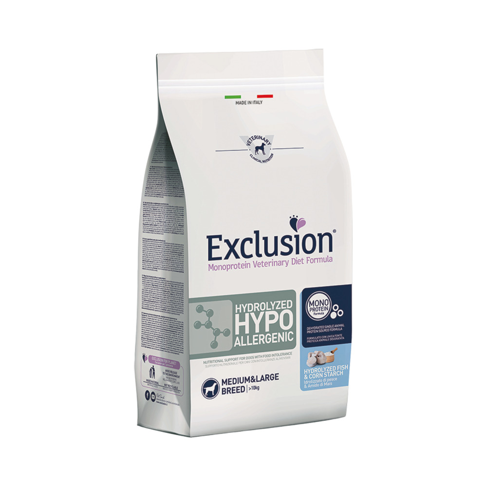 EXCLUSION DOG Hydrolyzed HYPO riba i kukuruzni škrob M/L 12 kg