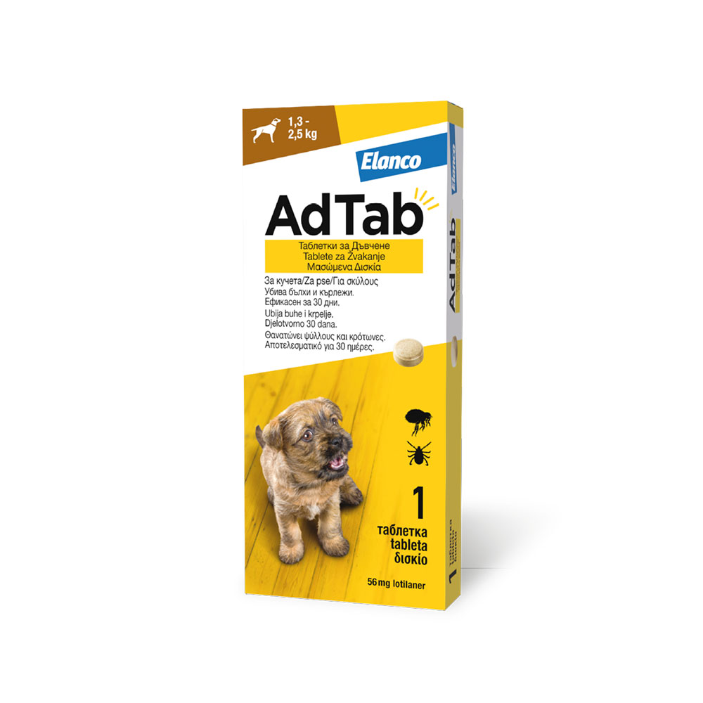 Elanco ELA AdTab za pse 56.25mg (1.3 - 2.5 kg) x 1 tbl