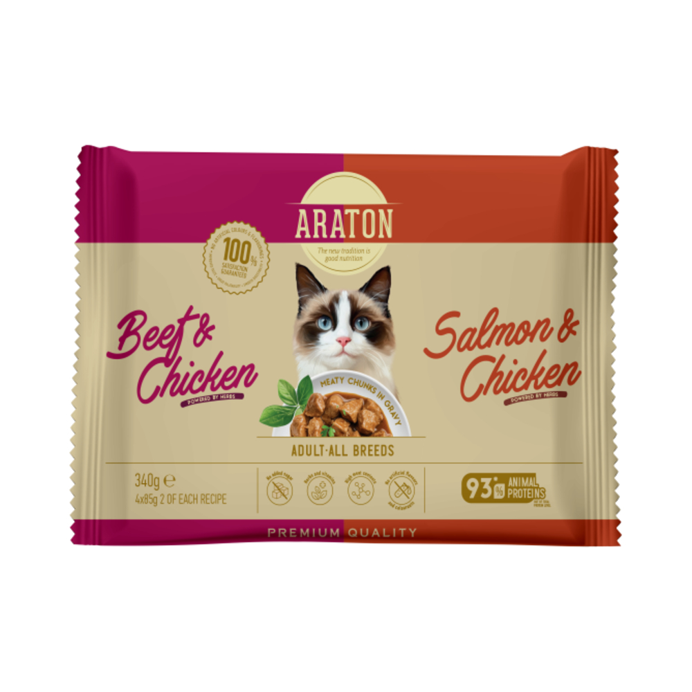 Araton Adult losos i piletina i govedina 4x85 g