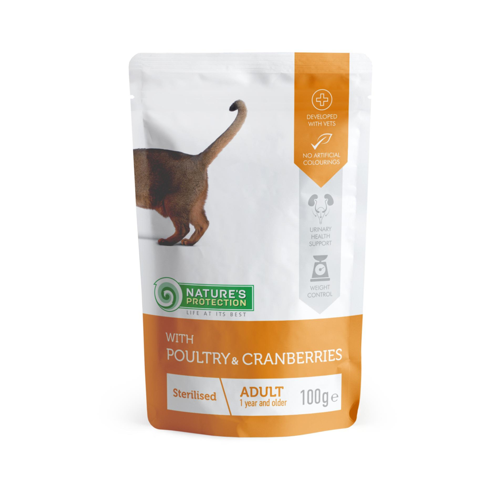 Nature's Protection Sterilised mačka perad i brusnice 100 g