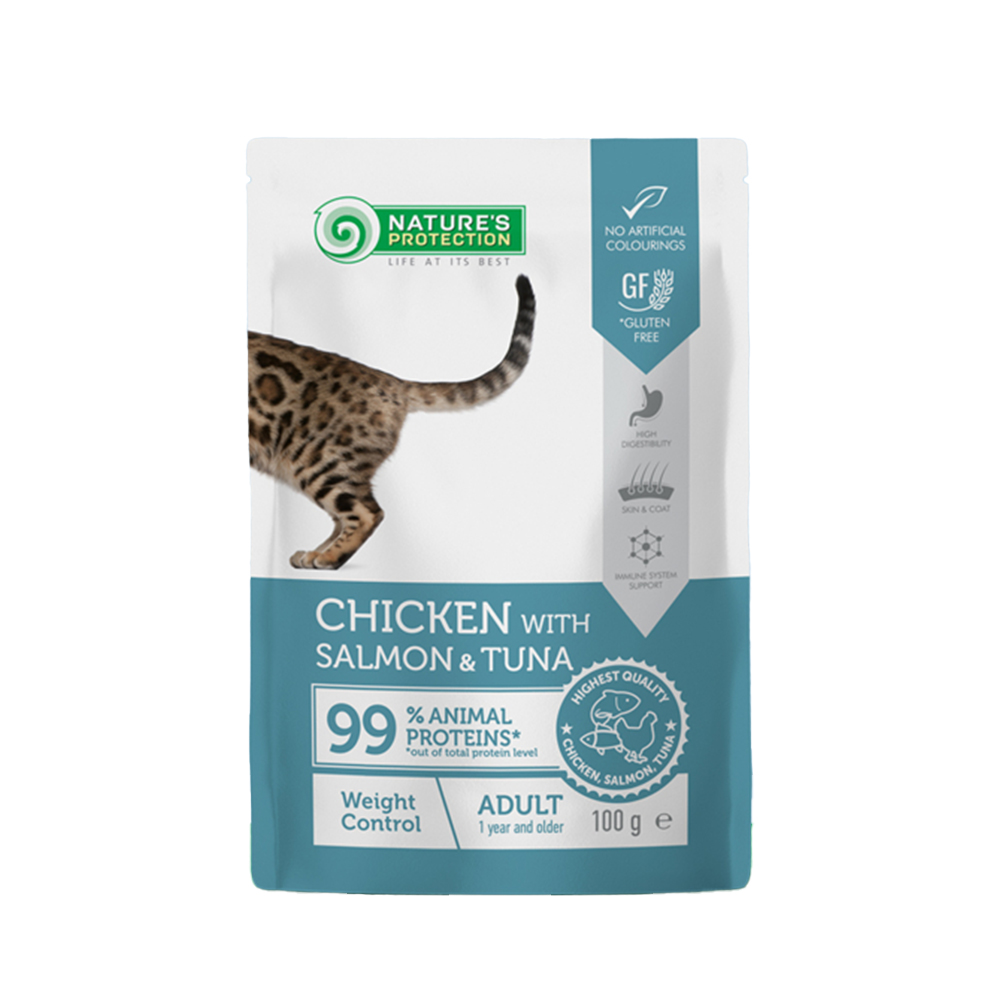 Nature's Protection Adult mačka Weight Control piletina i losos i tuna 100 g