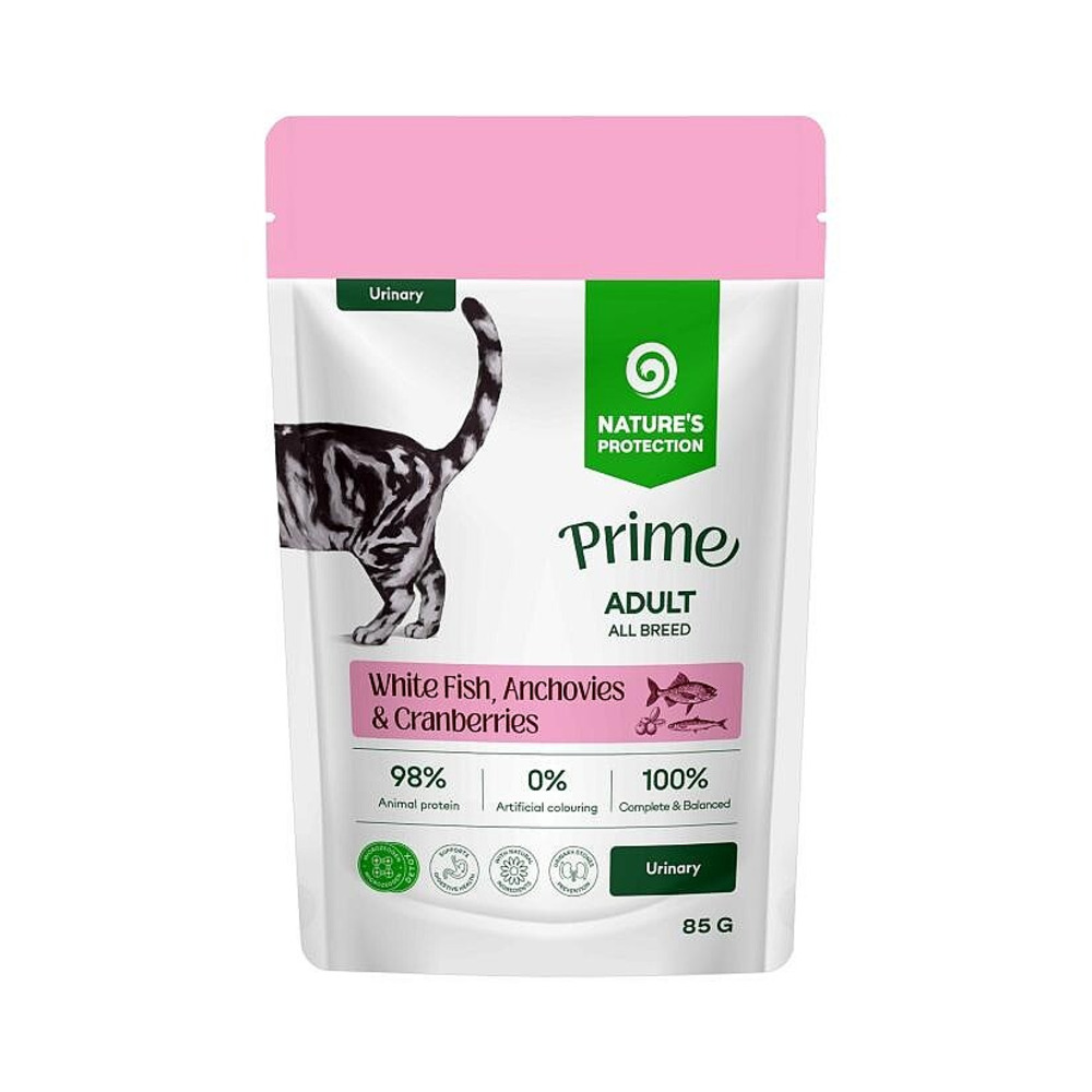 Nature's Protection PRIME Cat Urinary bijela riba, inćun i brusnice 85g